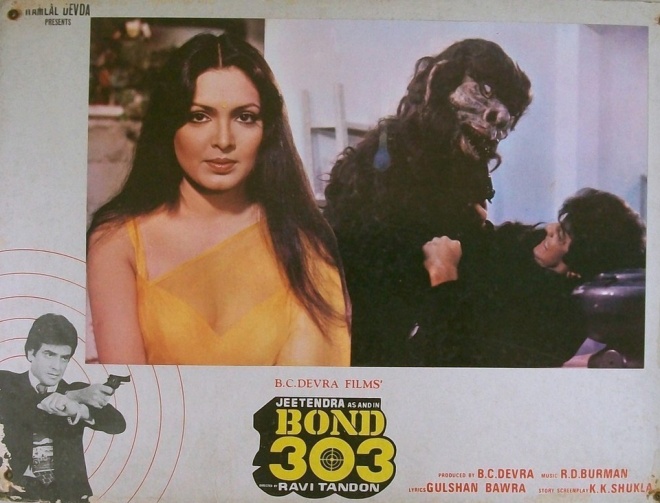 Bond 303 lobby card with monster